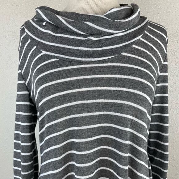 NWT Passports Gray and White Striped Tunic Top Size M EUC - Picture 2 of 7